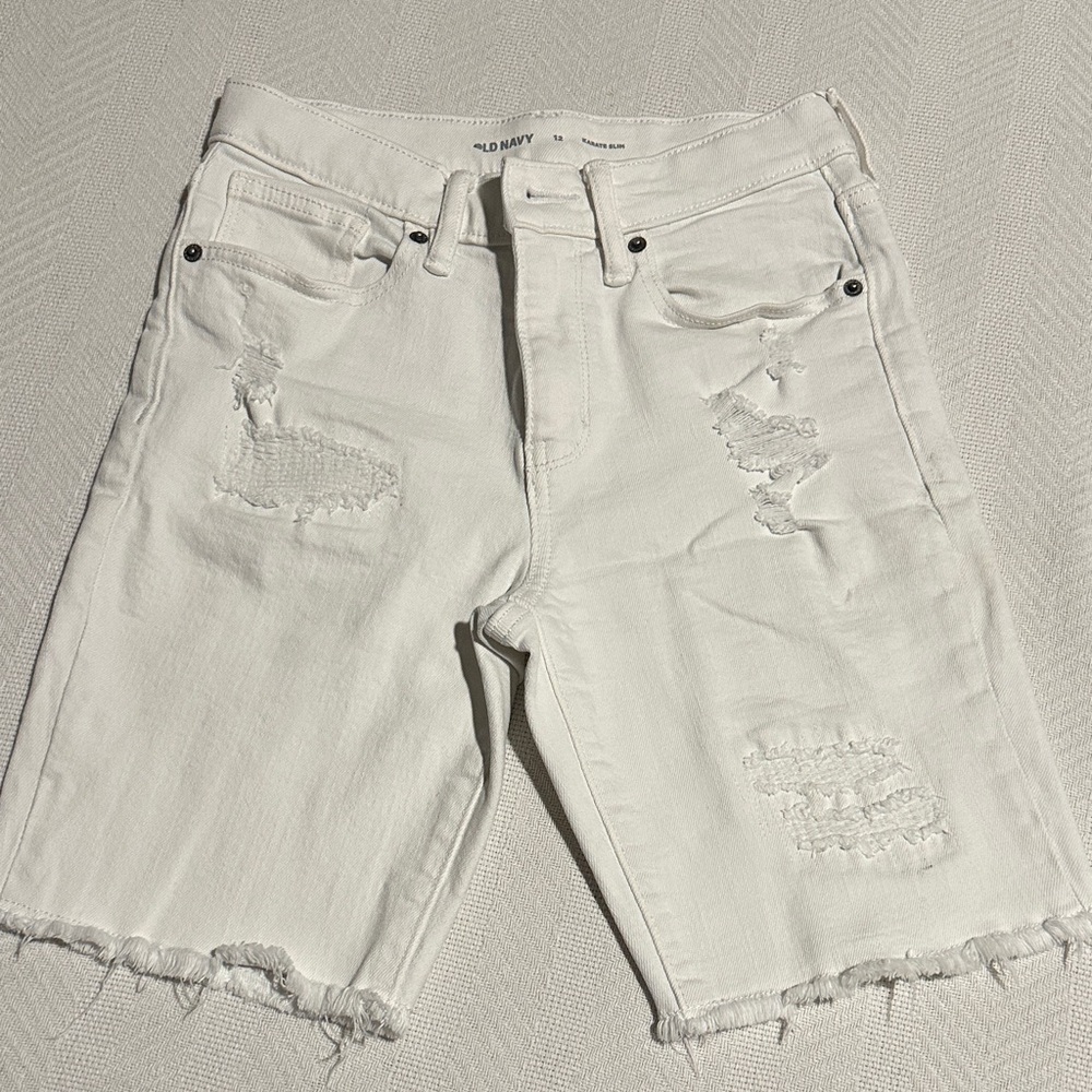 Old Navy Kids Frayed White Jean Shorts